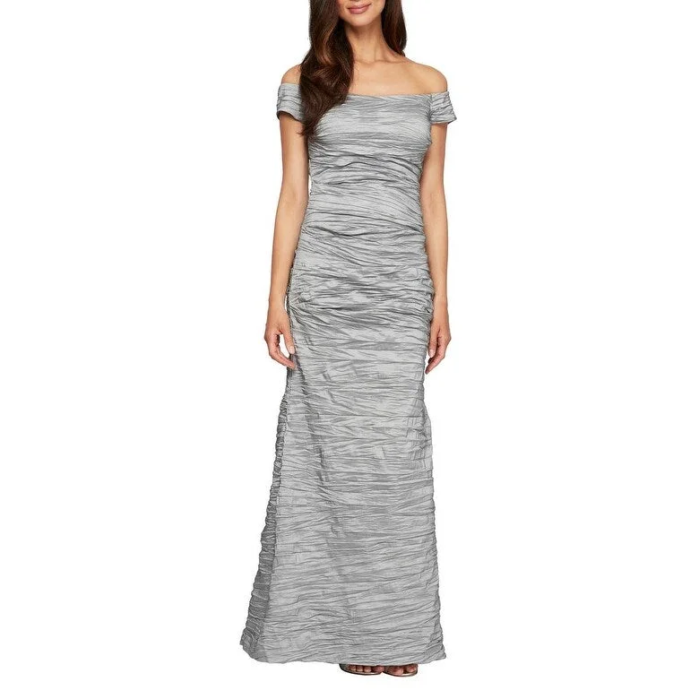 Alex Evenings Women's Taffeta Mermaid Gown Grey Size 6