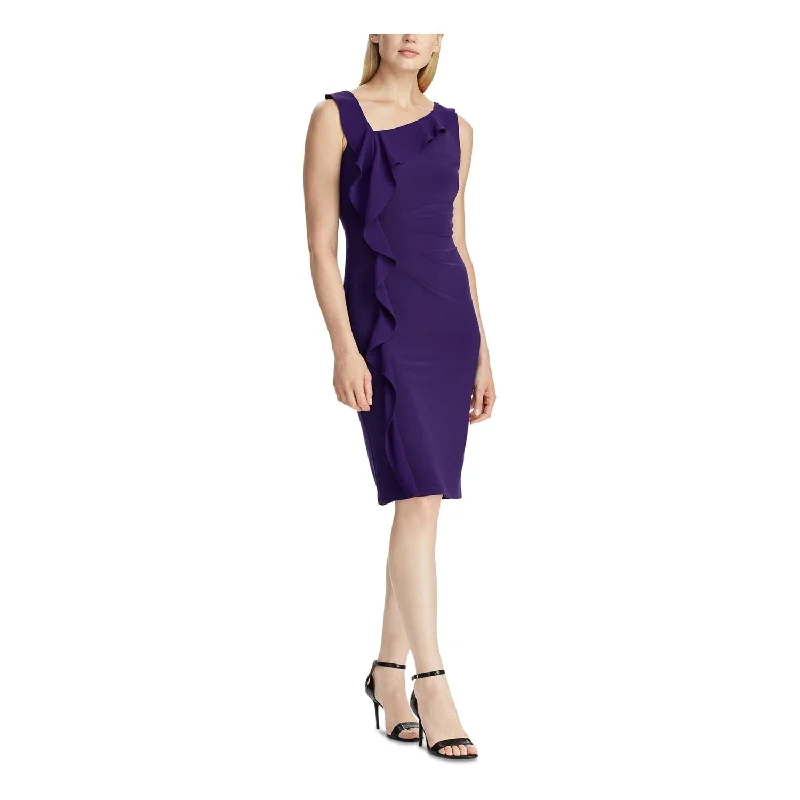 Ralph Lauren Women's Sleeveless Above the Knee Sheath Evening Dress Purple Size 8