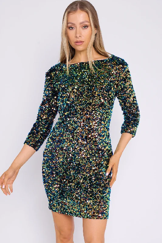 Aftershock London Multicolour Sequin Mini Dress