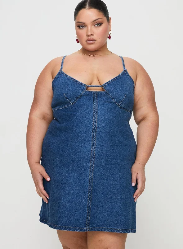 Arwen Denim Mini Dress Blue Curve