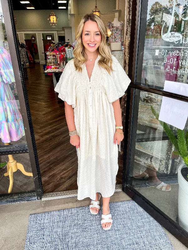 Ashley Midi Dress: Cream