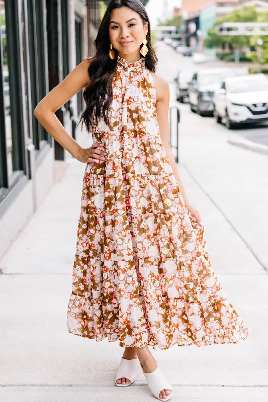 Can't Leave You Mauve Pink Floral Midi Dress