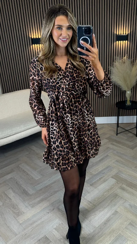 Chelsea Beige & Black Leopard Printed Mini Dress