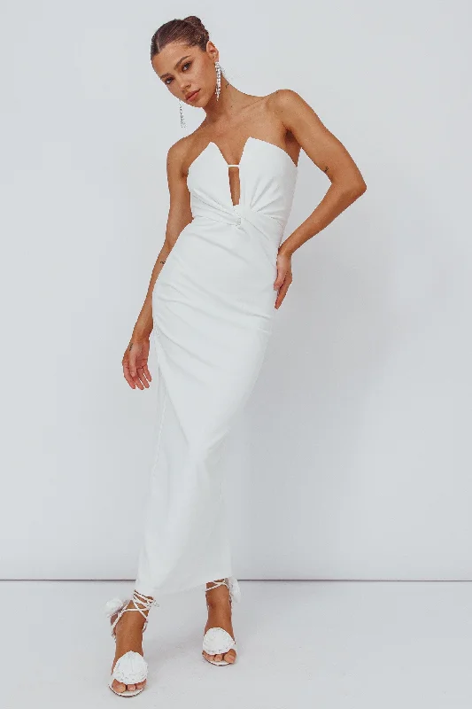 Deonne Twist Waist Midi Dress White