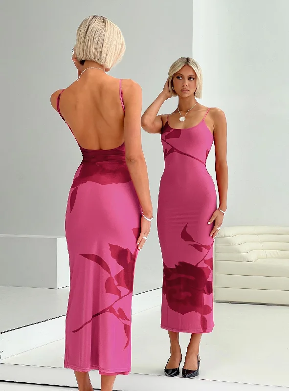 Knox Maxi Dress Hot Pink Floral