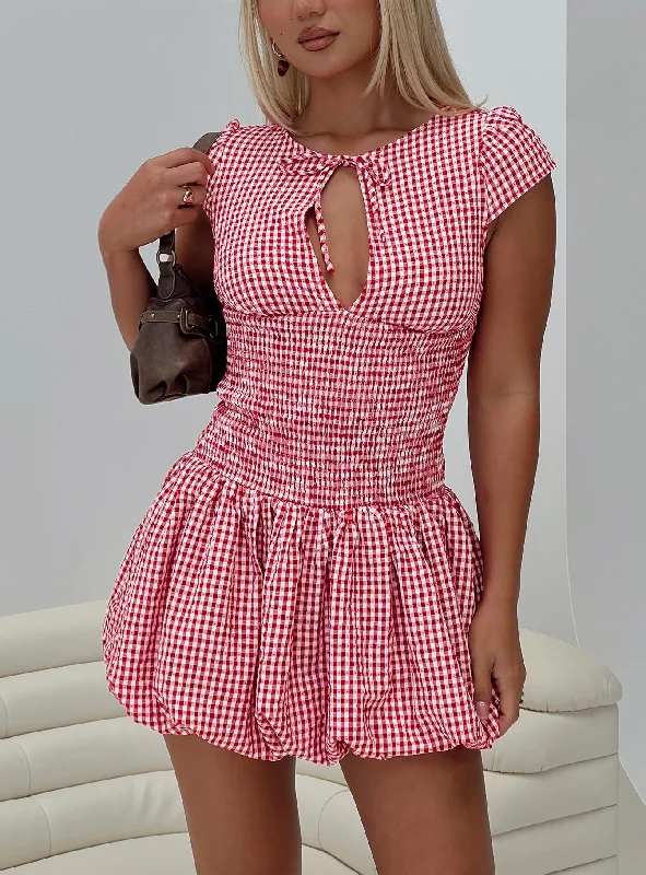 Ladybug Gingham Mini Dress Red