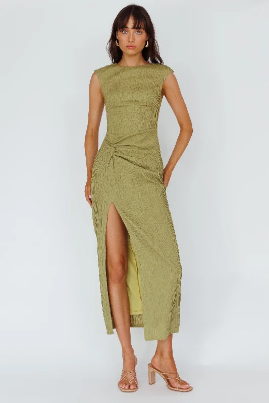 Like A Movie Cap Sleeve Midi Dress Olive