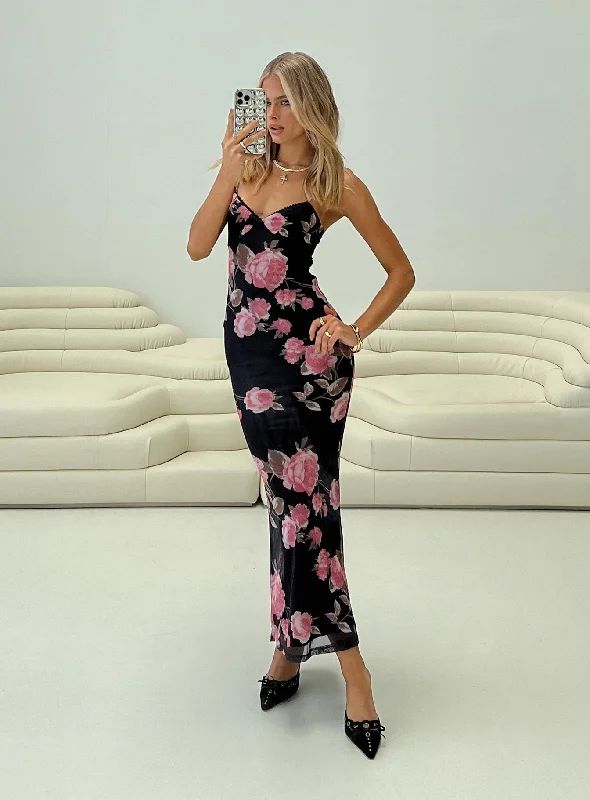 Manolis Maxi Dress Black / Floral