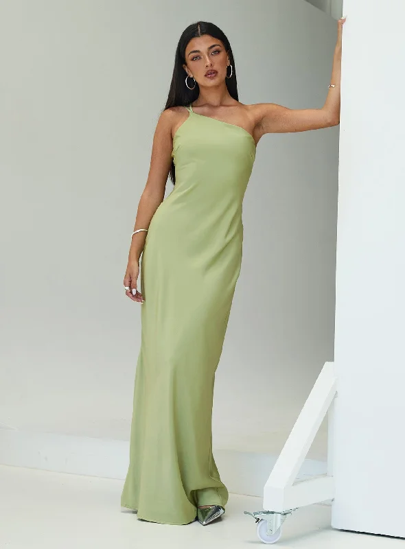 Nehemiah One Shoulder Maxi Dress Chartreuse