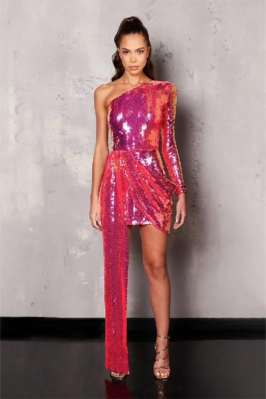 Sparkling Spotlight One-Shoulder Sequin Mini Dress