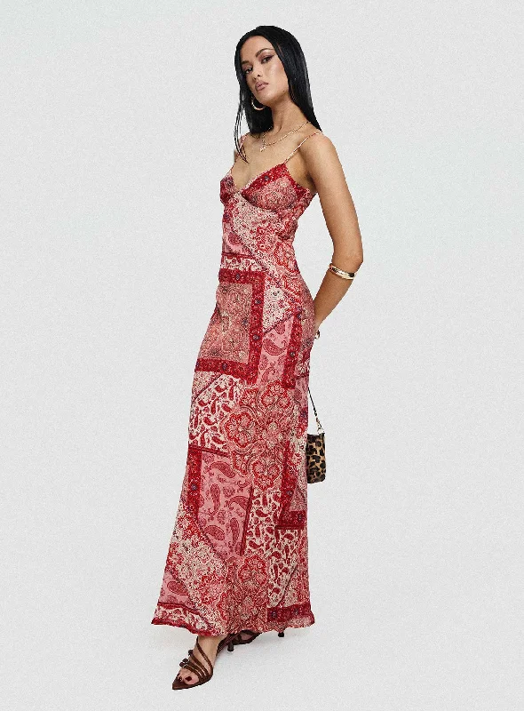 Sugar Plum Maxi Dress Red Paisley