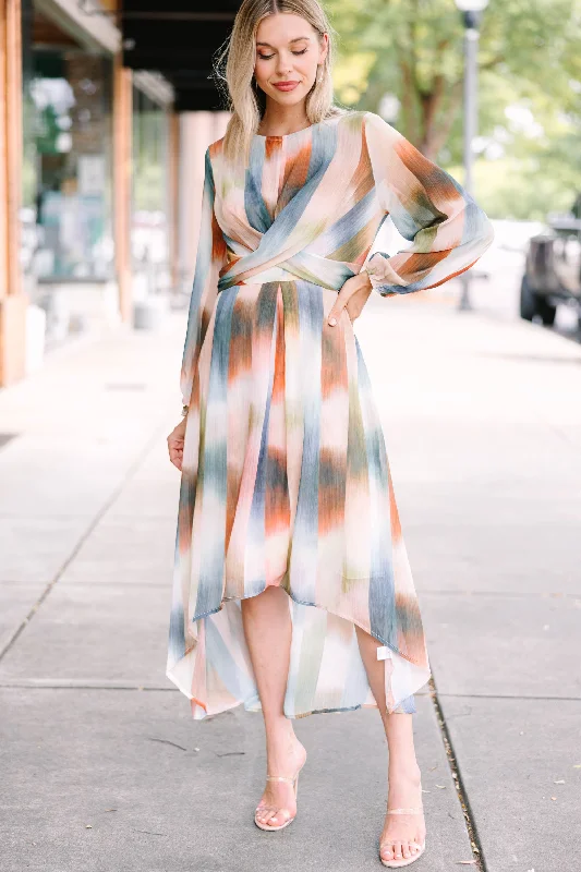 Take Me Away Multi Colored Abstract Midi Dress