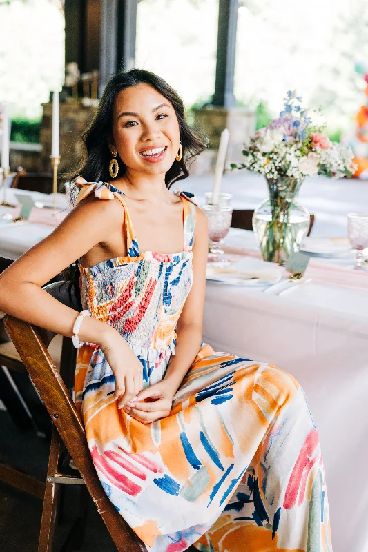 There She Goes Blue Abstract Midi Dress