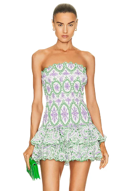 Vacay Time Eyelet Strapless Mini Dress