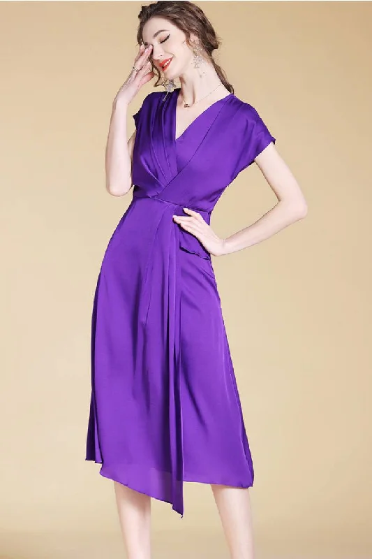 V neck elegant midi dress